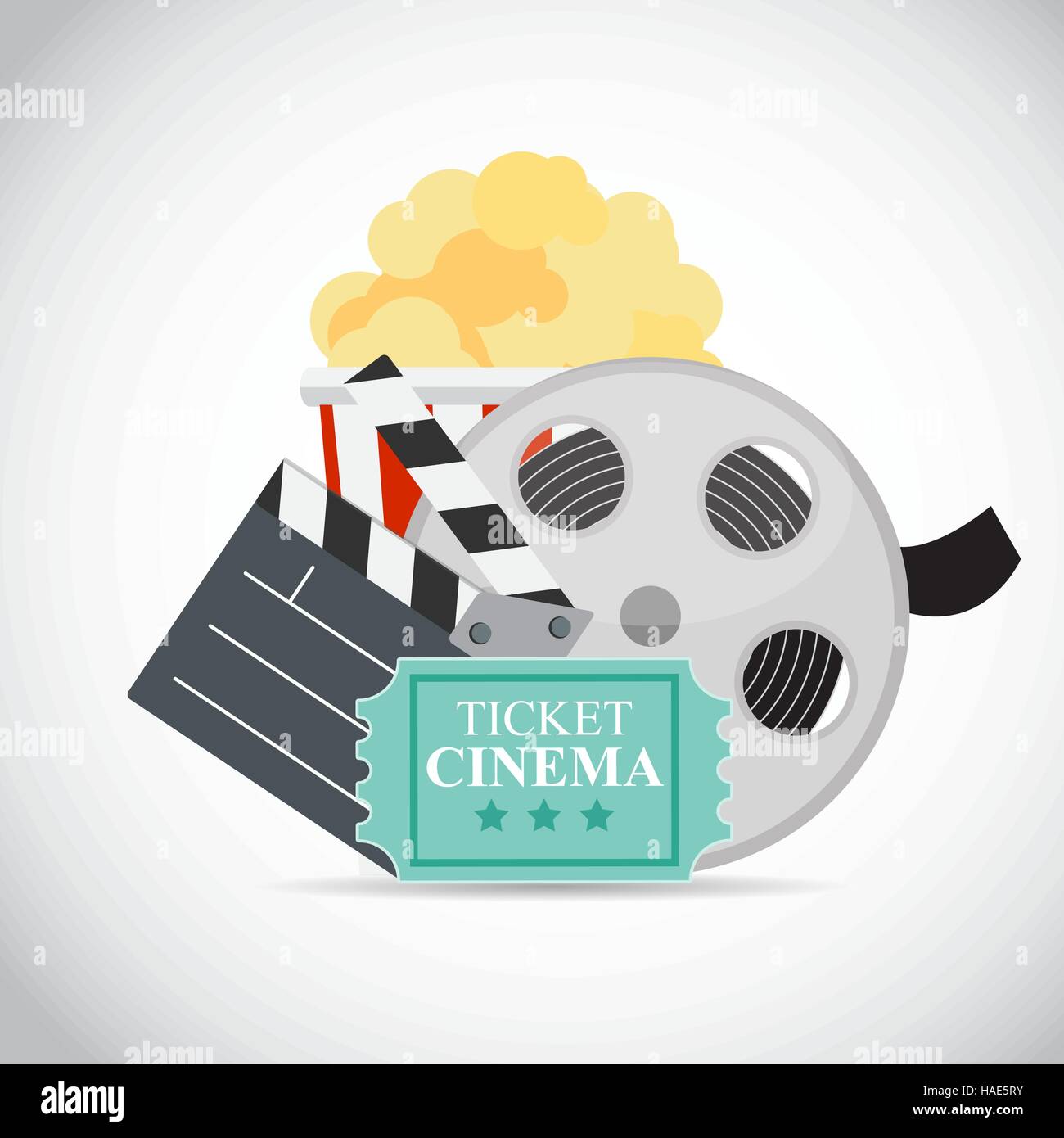 Abstract Cinema Flat Background with Reel, Old Style Ticket, Big Stock ...