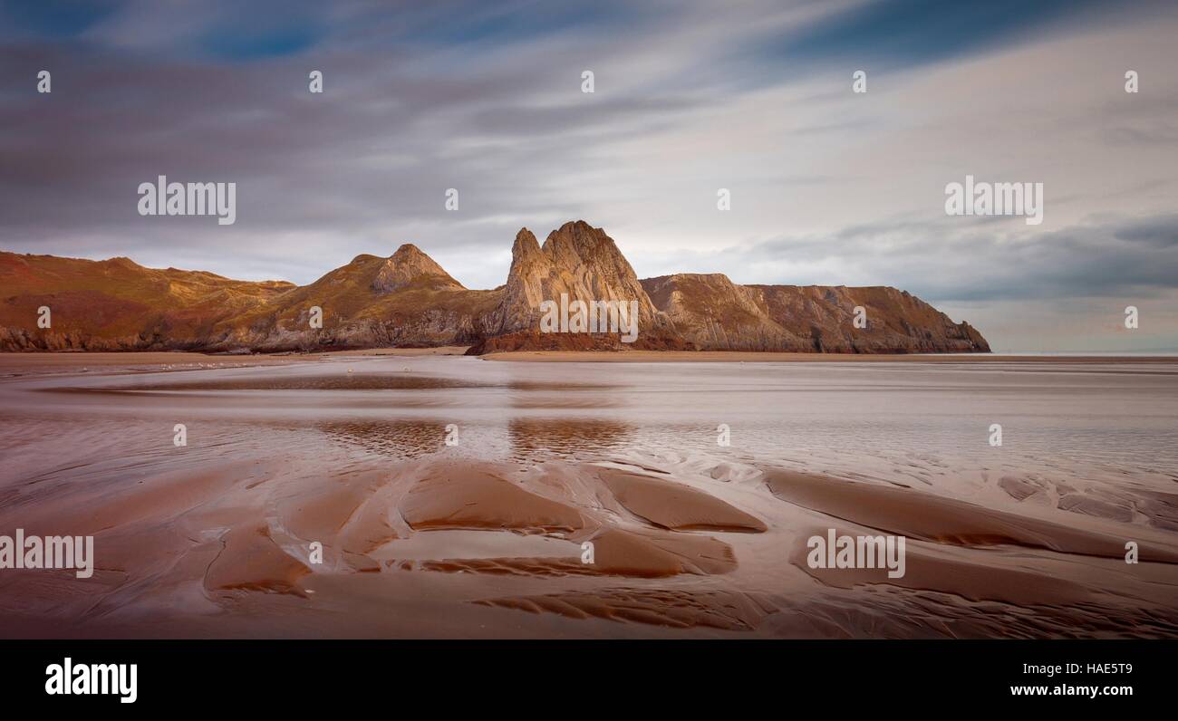 Sand ridges on Three Cliffs Bay Stock Photo Alamy