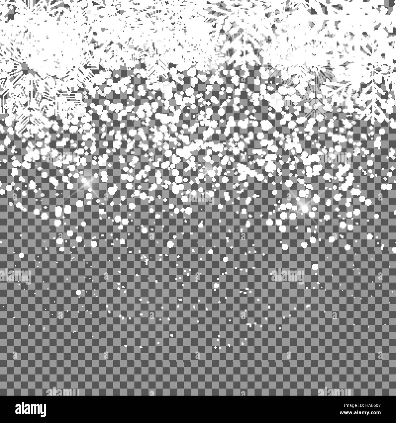 Falling Shining Snowflakes and Snow on Transparent Background ...