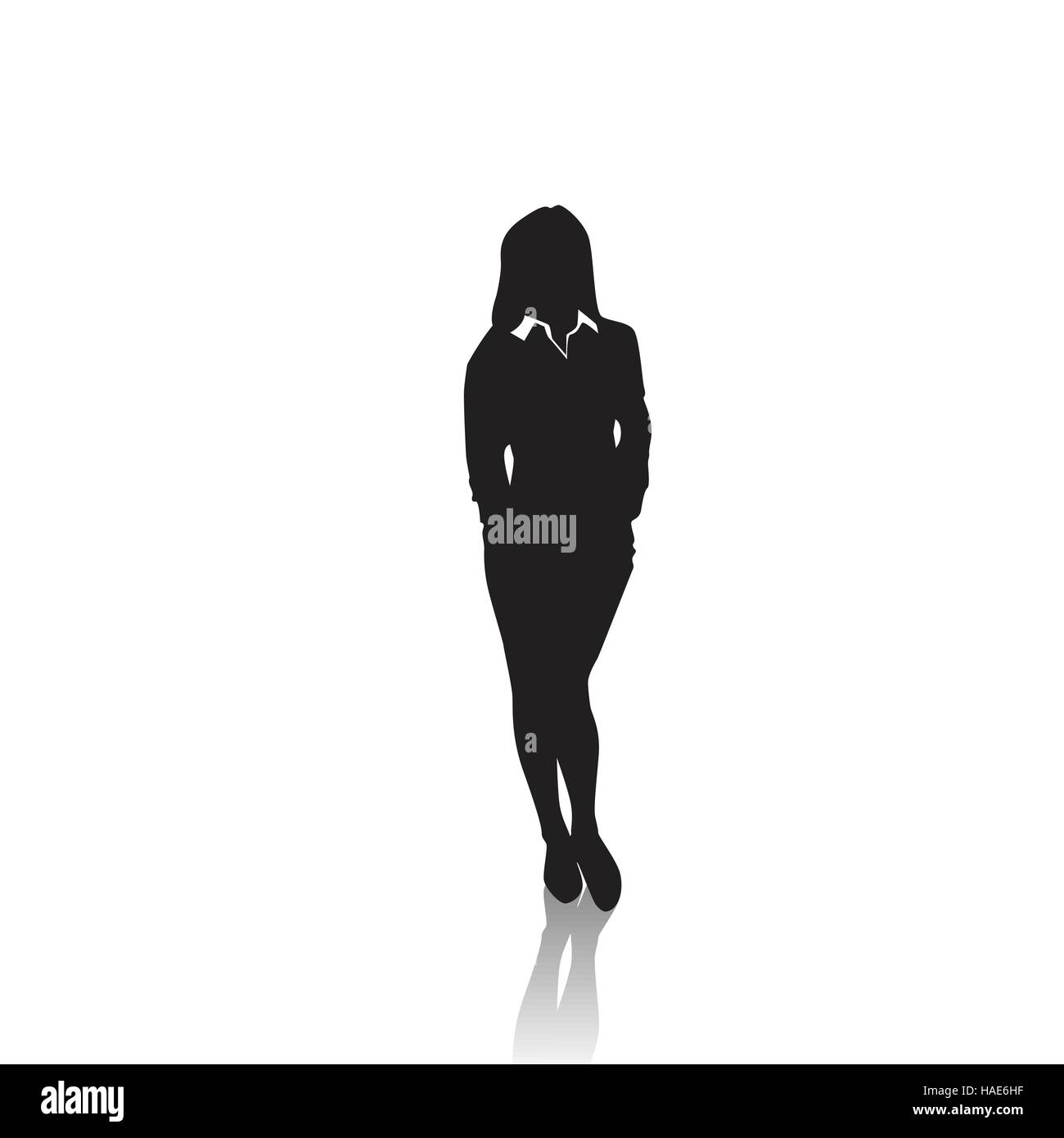 Business Woman Black Silhouette Full Length Over White Background Stock ...