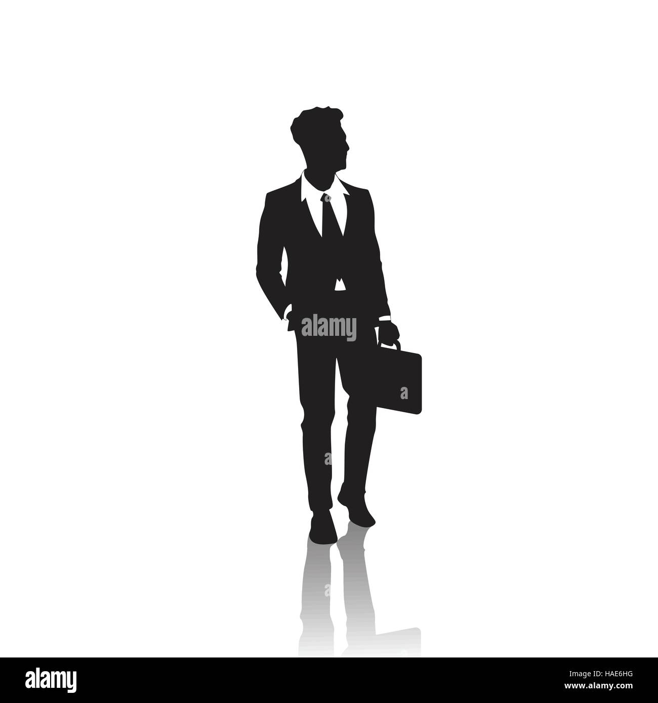 Business Man Black Silhouette Standing Full Length Over White ...