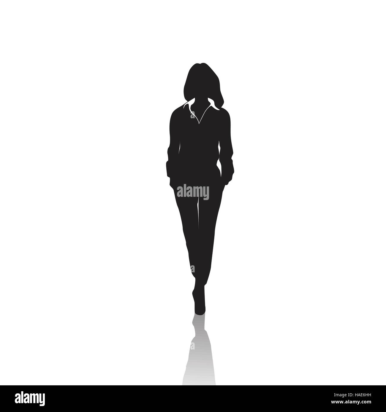 Business Woman Black Silhouette Full Length Over White Background Stock ...