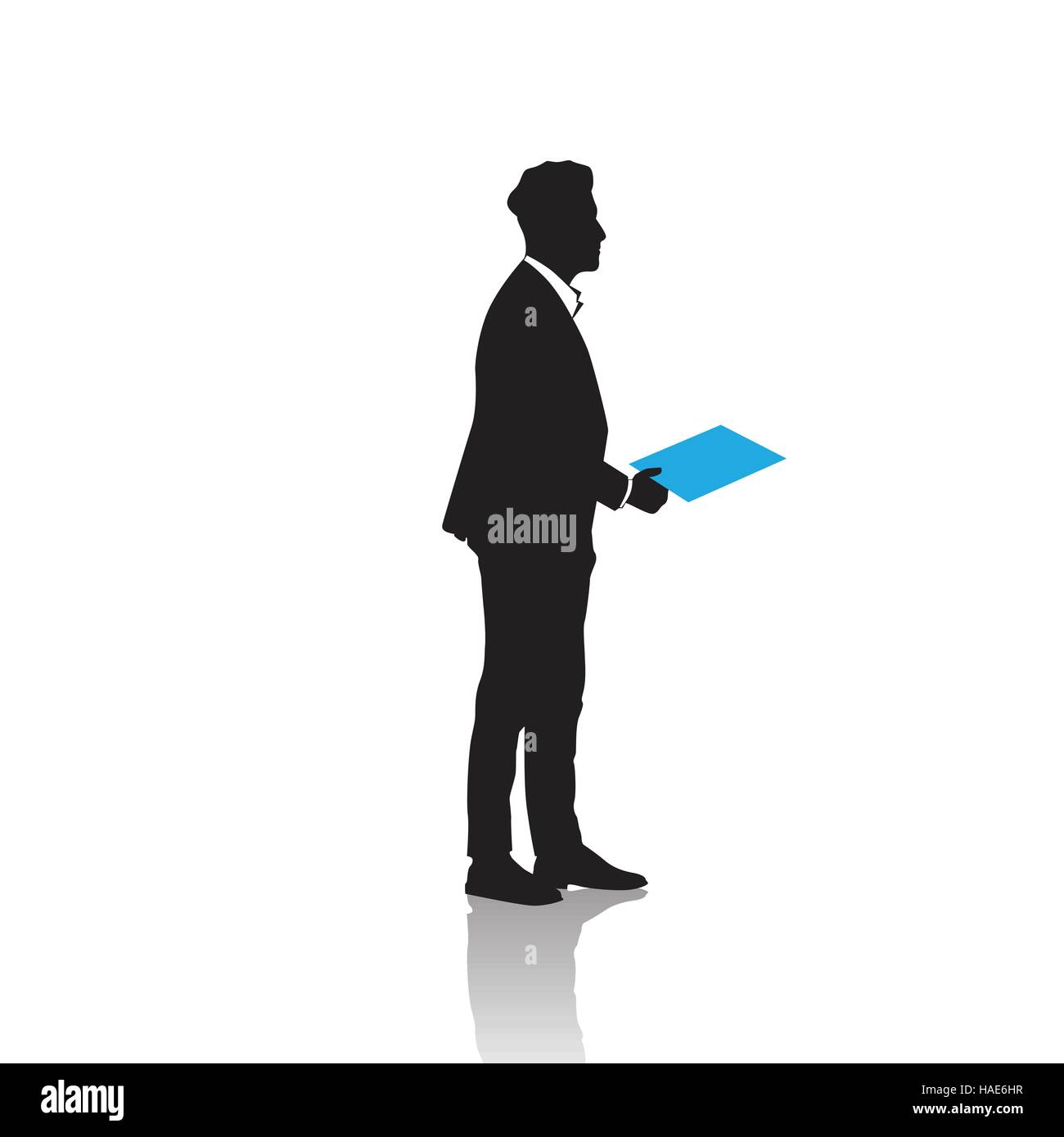 Business Man Black Silhouette Standing Full Length Over White ...