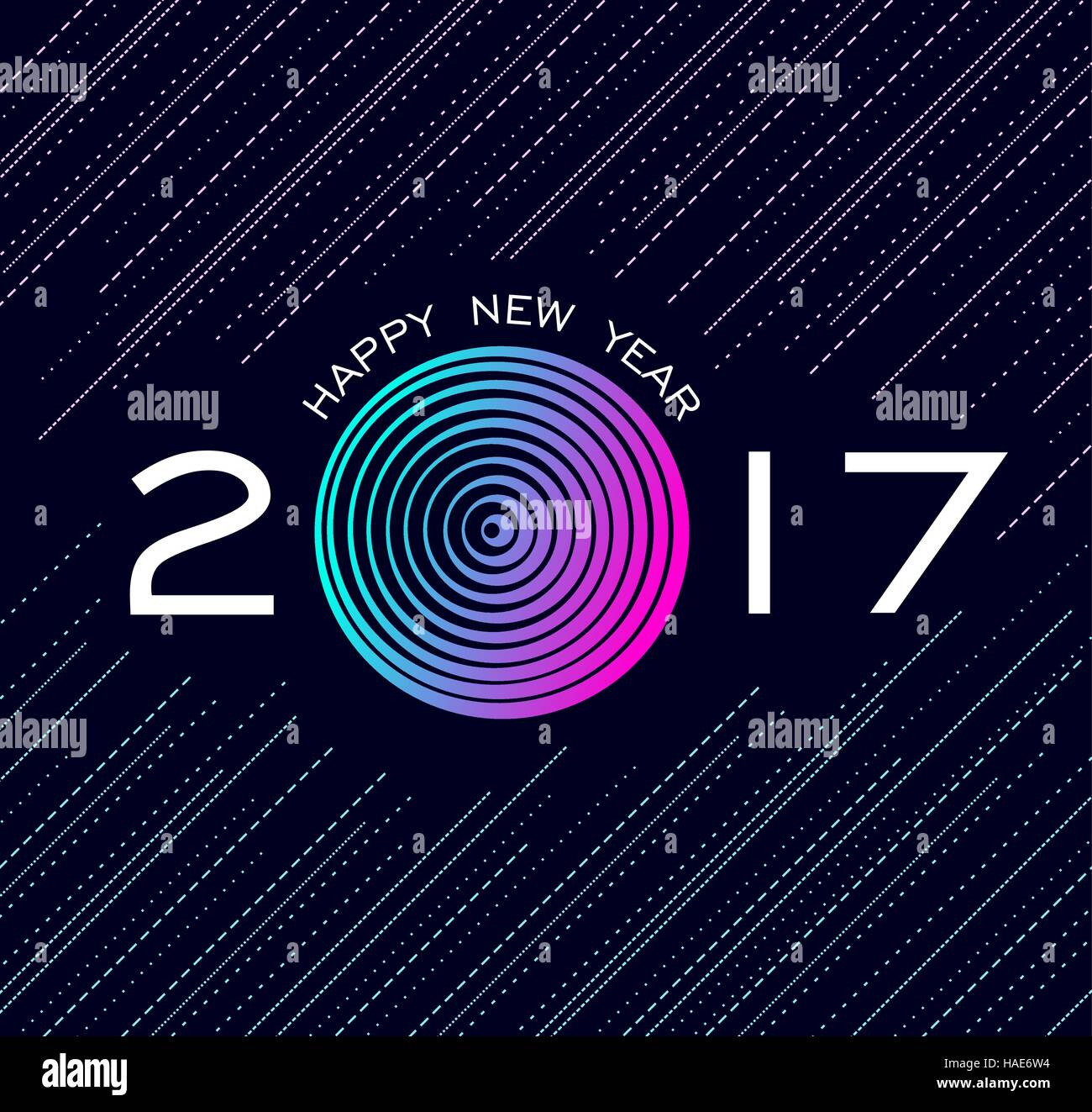 Happy New Year 2017 greeting card with colorful night design, numbers and geometric background. EPS10 vector. Stock Vector