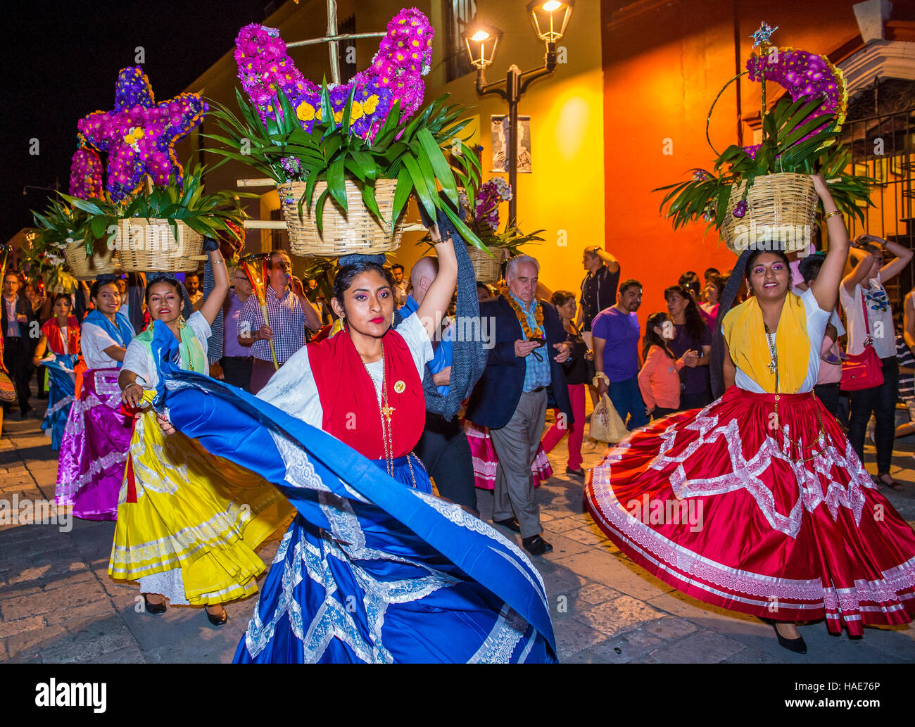 Participants on a carnival of the Day of the Dead in Oaxaca, Mexico Stock Photo