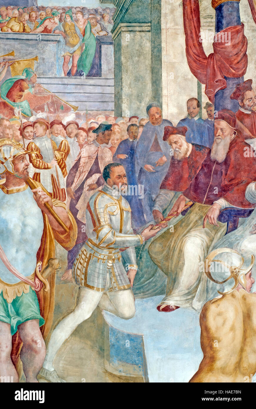 Detail of painting by Niccolò Circignani (the Pomarancio), Palazzo della Corgna, Castiglione del Lago, Umbria, Italy Stock Photo