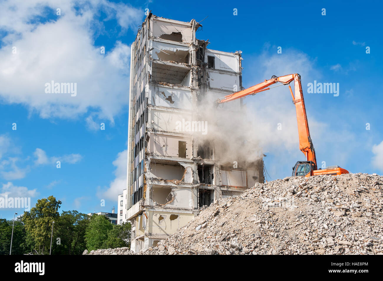 Destruction of high building Stock Photo