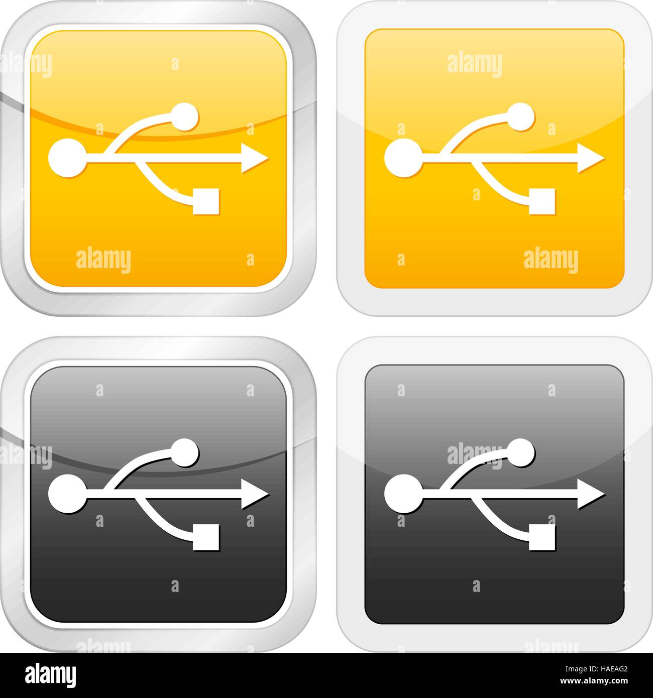 square icon usb set on white background. Vector illustration Stock ...