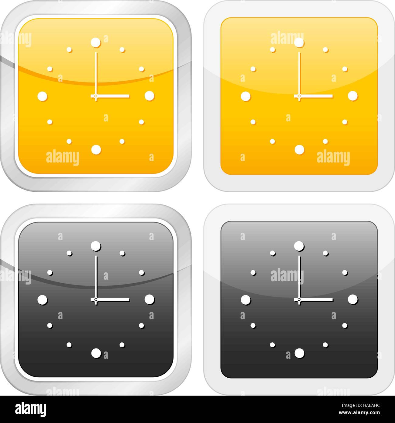 square icon clock set on white background. Vector illustration Stock ...
