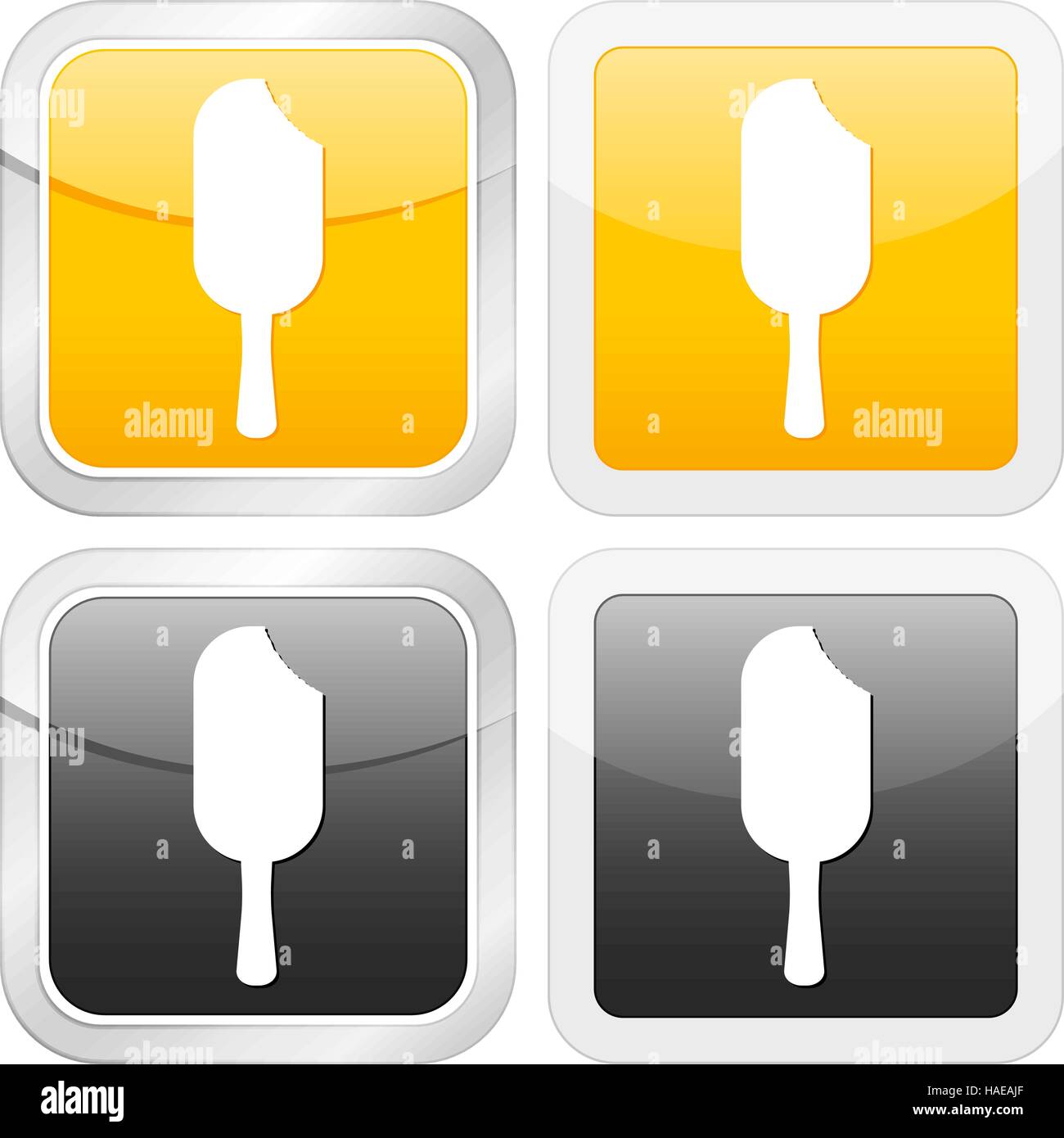 square icon ice cream set on white background. Vector illustration. Stock Vector