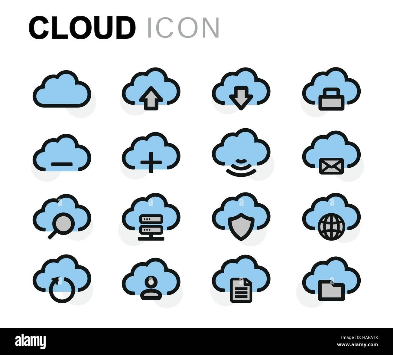 Vector flat cloud icons set on white background Stock Vector Image ...