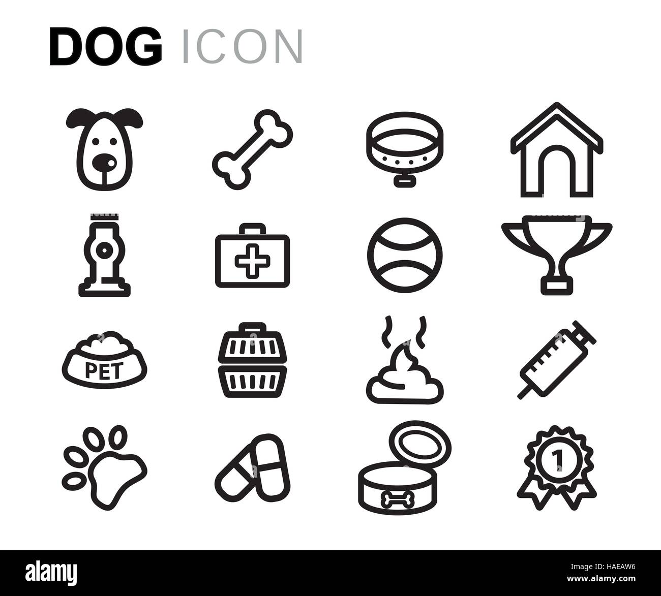 Dog kennel icons set Black and White Stock Photos & Images - Alamy