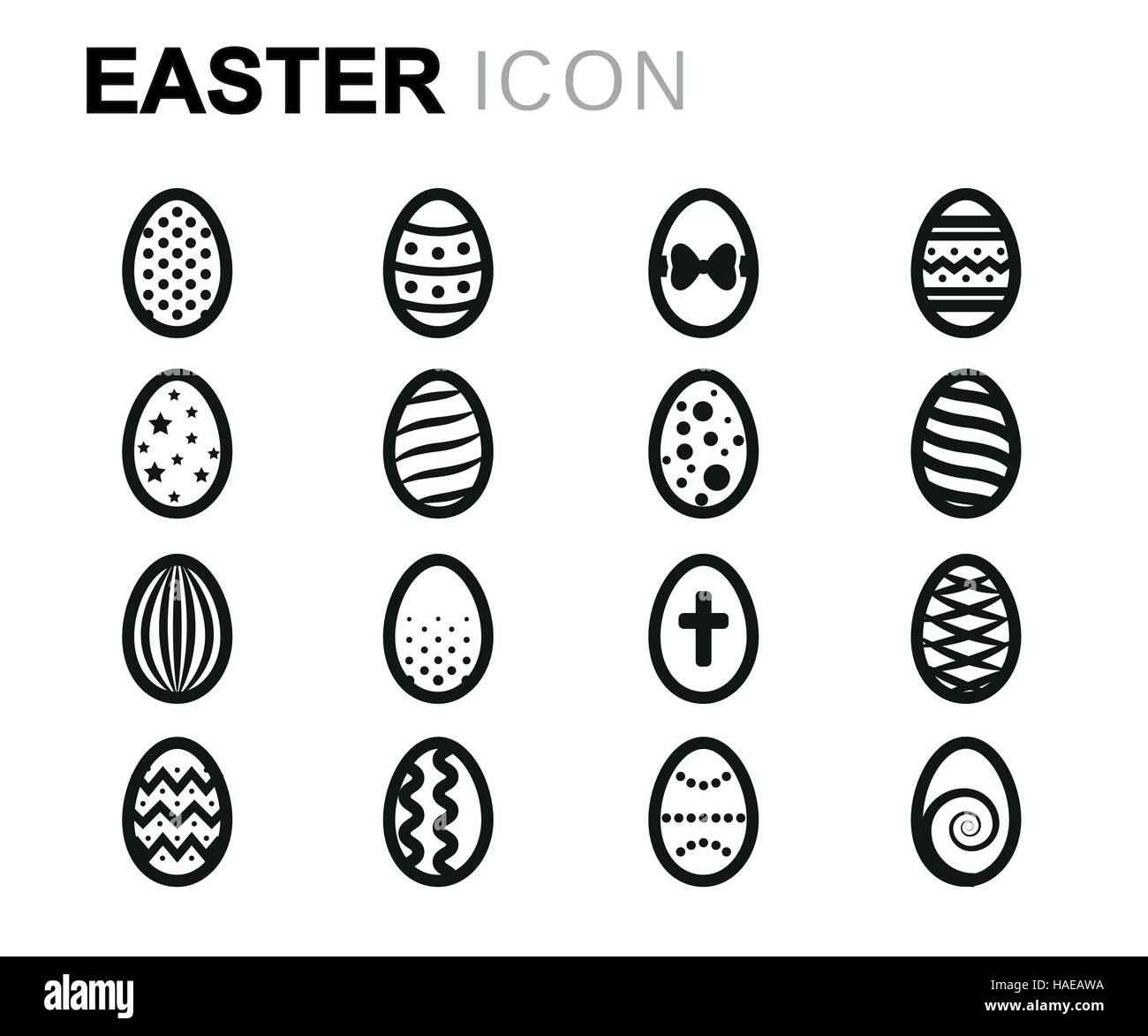 Vector line easter icons set on white background Stock Vector Image ...