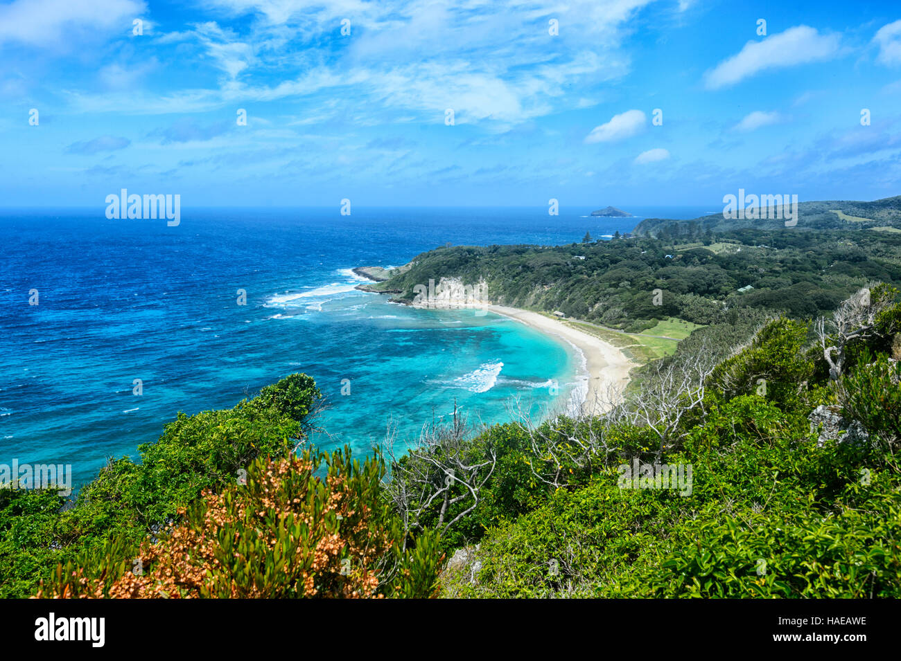 Ned's Beach viewed from Malabar Hill, Lord Howe Island, New South Wales, NSW, Australia Stock Photo
