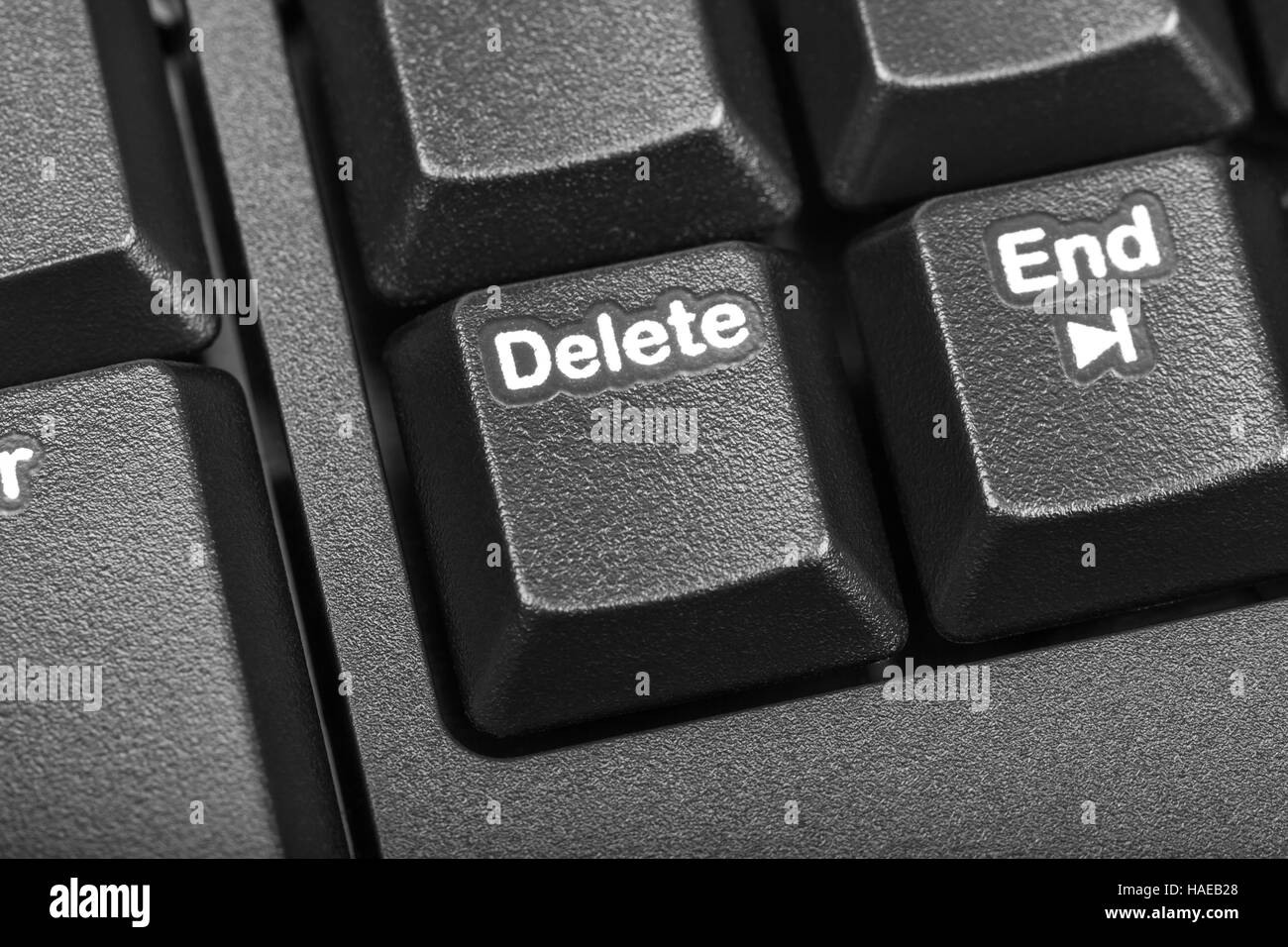 Electronic collection - detail black computer keyboard with key delete Stock Photo