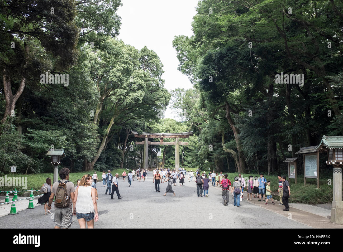 Shrine Complex Visitors in the Meiji Jingu Shrine complex in Tokyo, Japan Stock Photo ...