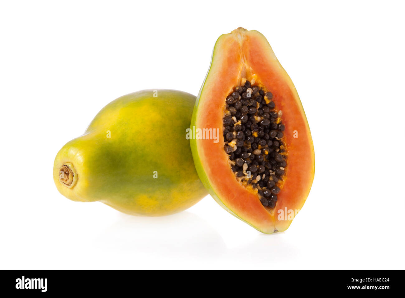 Sliced papaya isolated on a white background Stock Photo