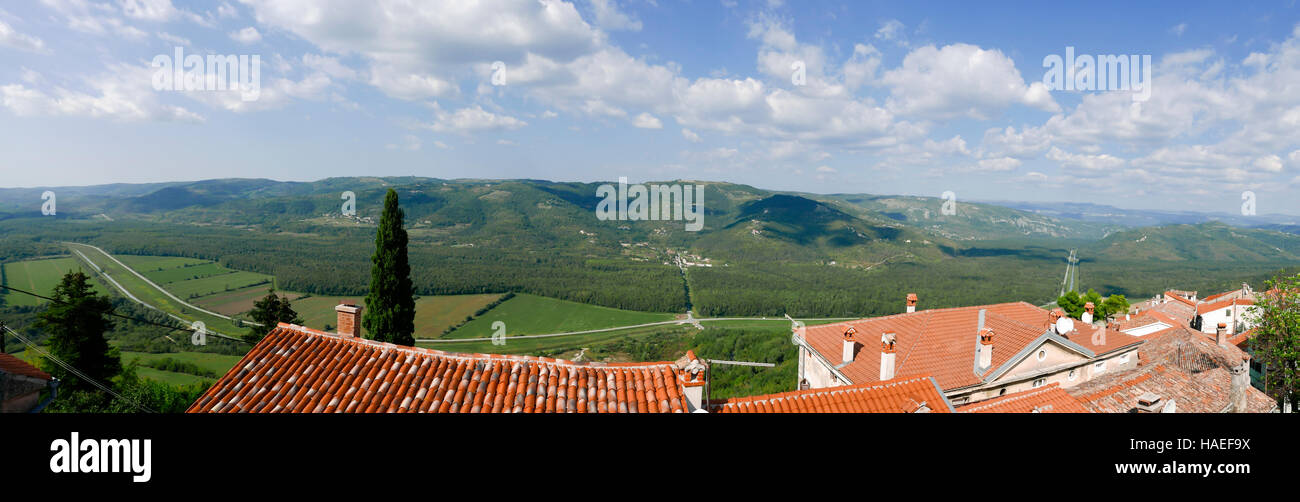 Istrian view from Motovun, Istria, Republic of Croatia. Stock Photo