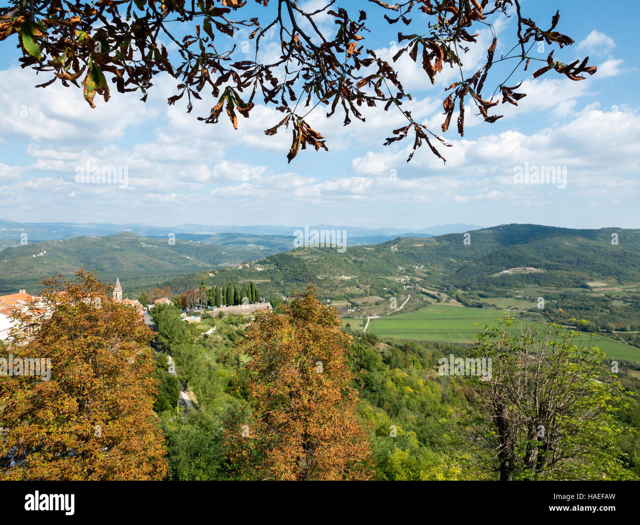 Istrian view from Motovun, Istria, Republic of Croatia. Stock Photo