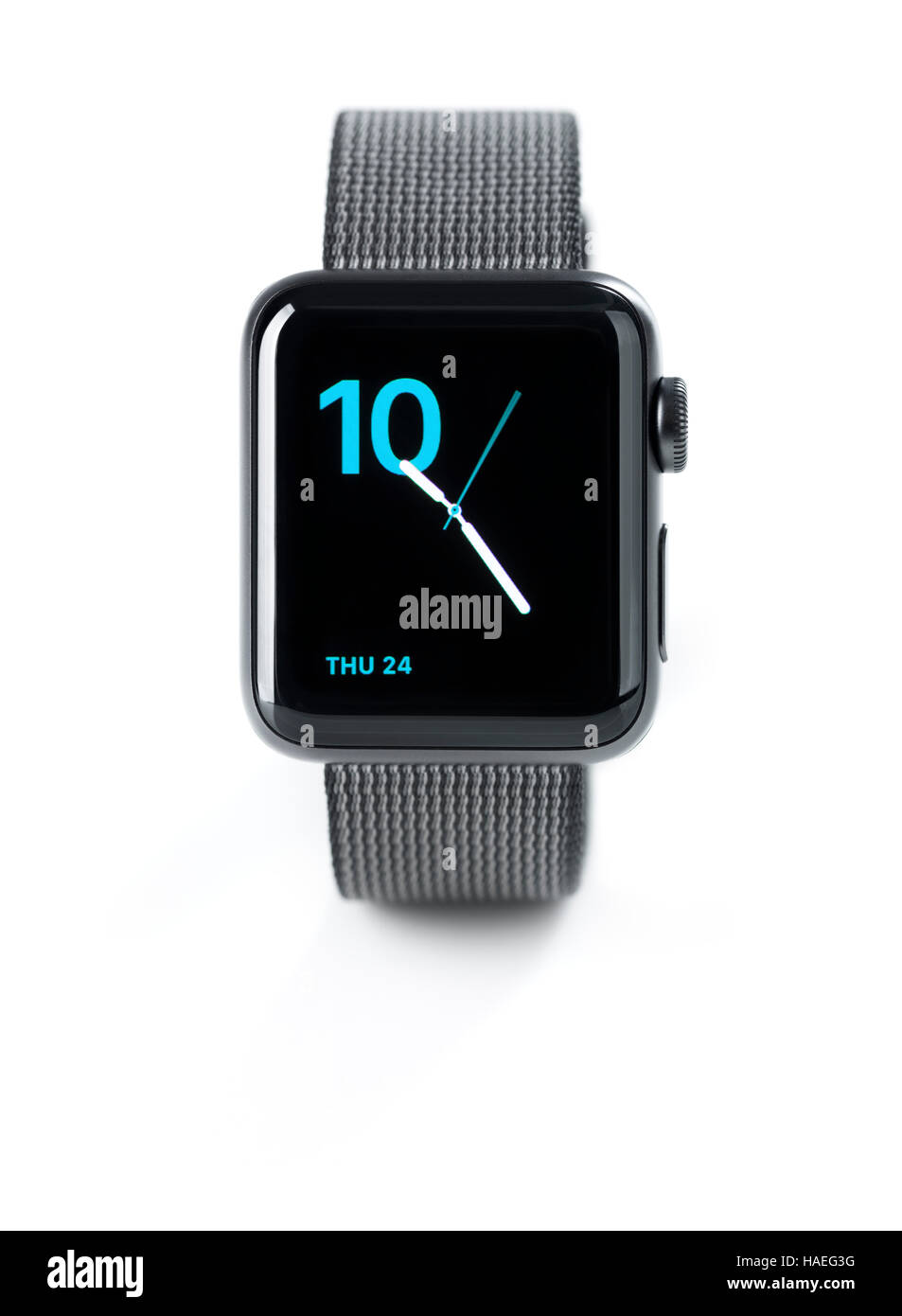 Apple Watch smartwatch with analog clock on display front view isolated on white background Stock Photo Alamy