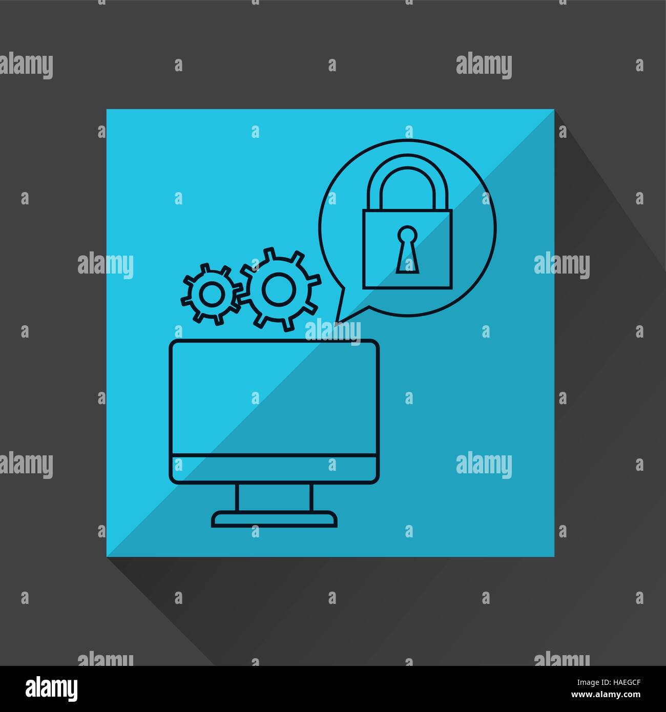 Secured Pc Graphics computer gear secure system vector illustration eps 10 Stock Vector ...