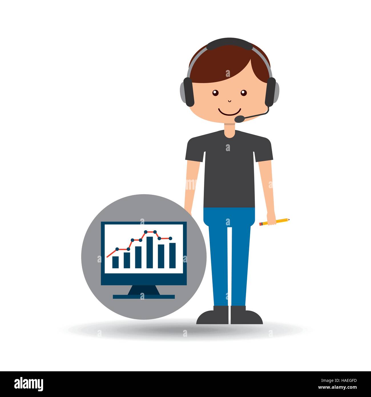guy operator help service computer statistics vector illustration eps ...