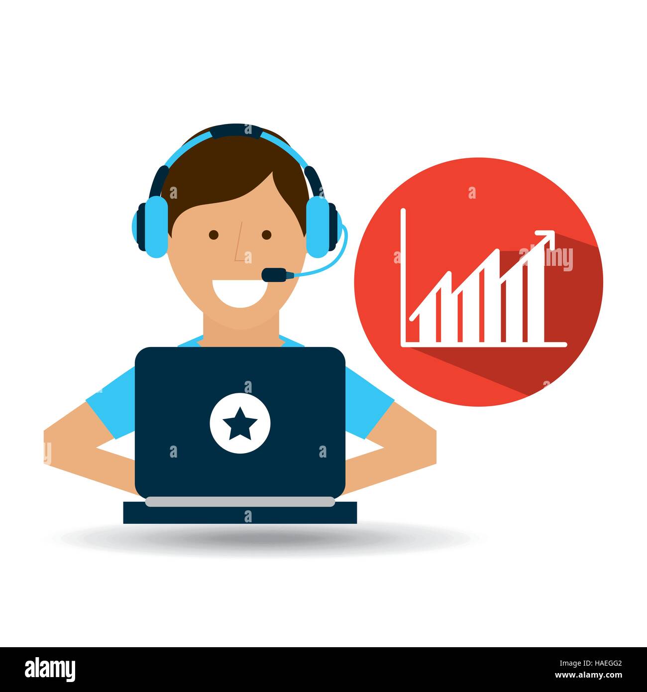 support center with statistics graph vector illustration eps 10 Stock Vector