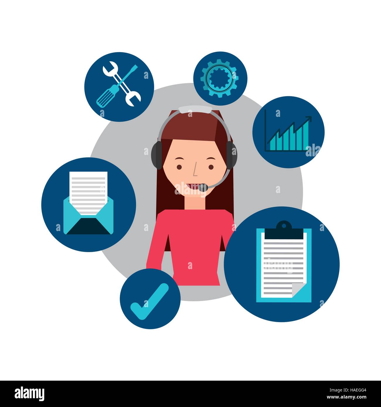 girl pink shirt support operator assistance vector illustration eps 10 ...
