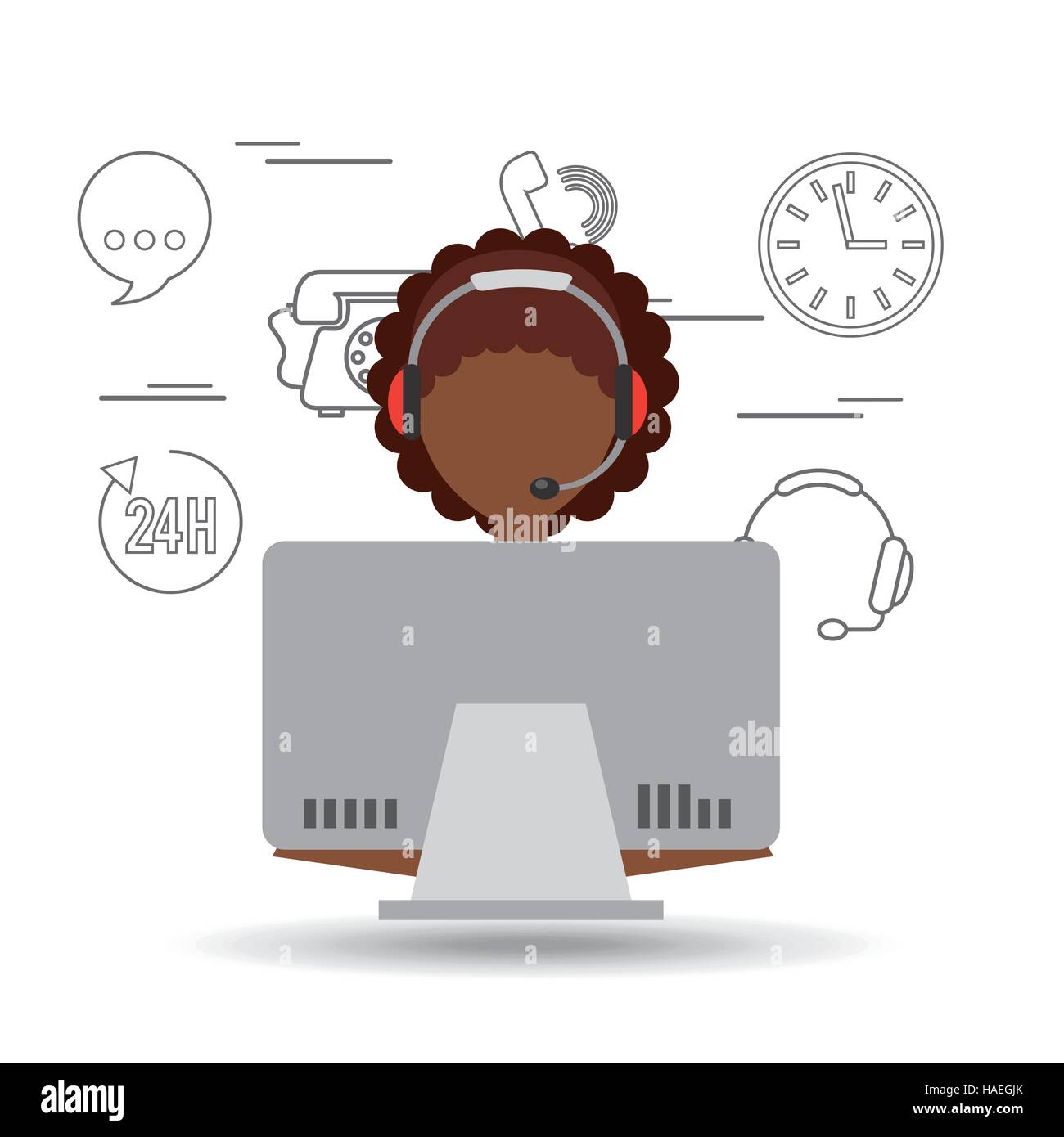 avatar afroamerican girl contact us information service vector