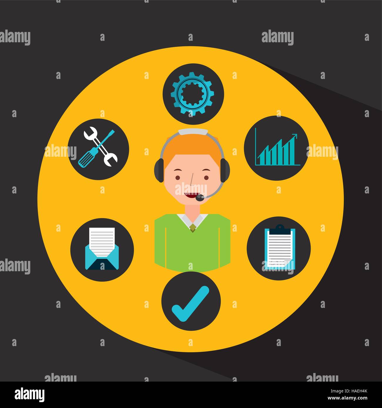 blond man support operator assistance vector illustration eps 10 Stock