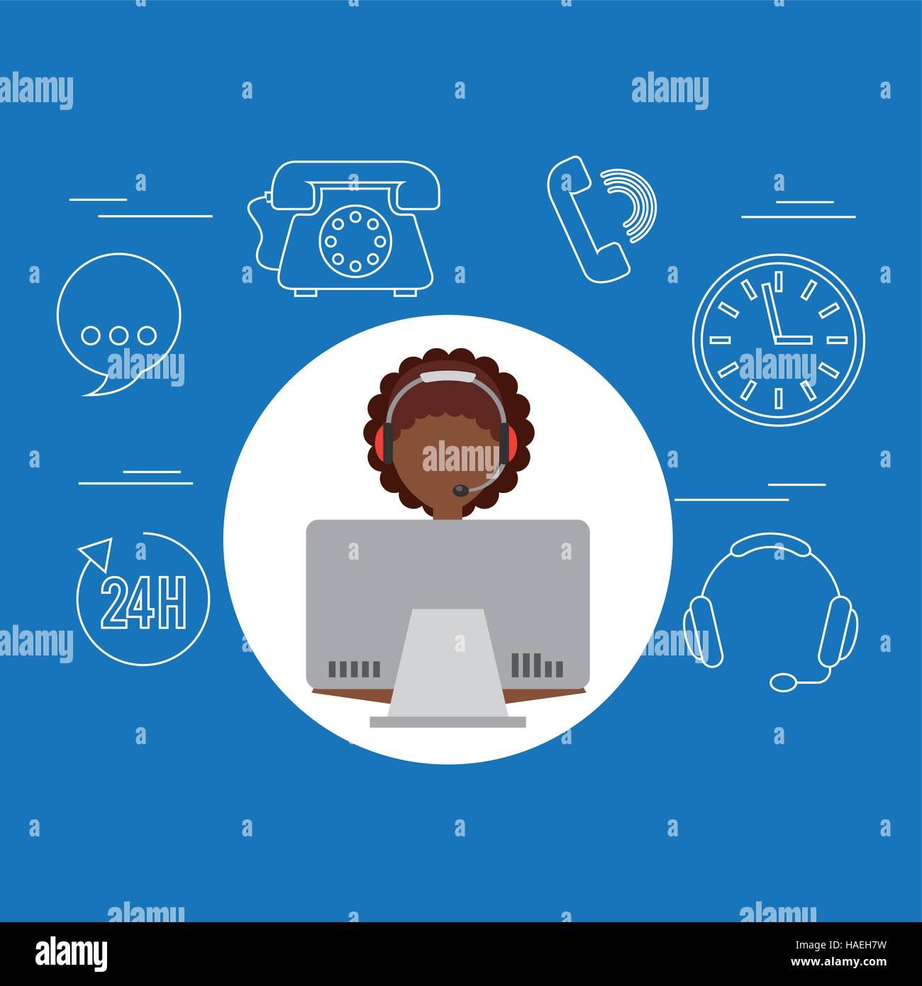 avatar afroamerican girl contact us information service vector