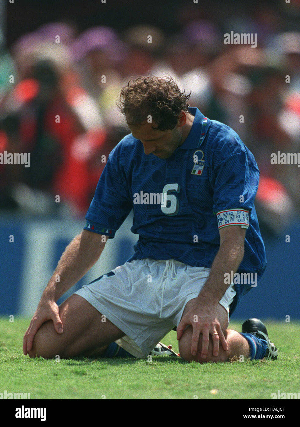 FRANCO BARESI MISSES PENALTY ITALY V BRAZIL WORLD CUP FINAL 17 July 1994 Stock Photo