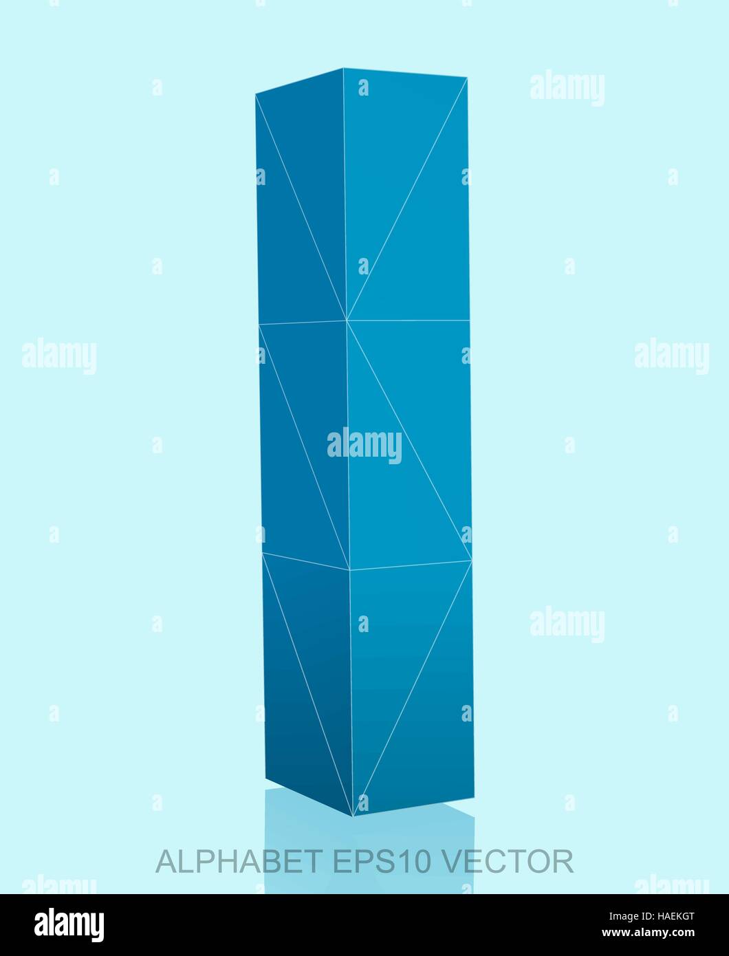 Abstract Blue 3D polygonal lowercase letter L with reflection. Low poly ...
