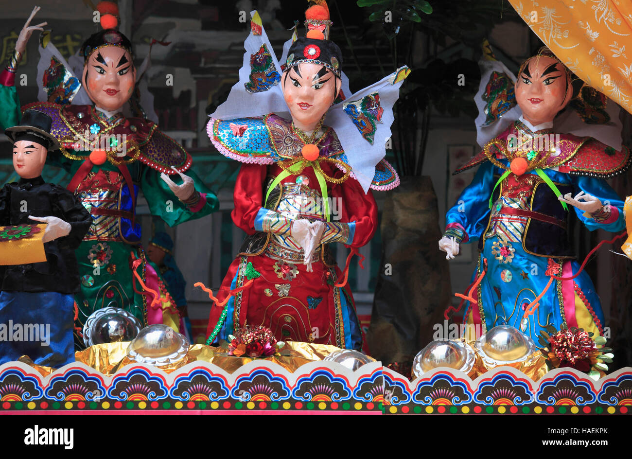 China, Hong Kong, Sheung Wan, Man Mo Temple, marionettes, Stock Photo