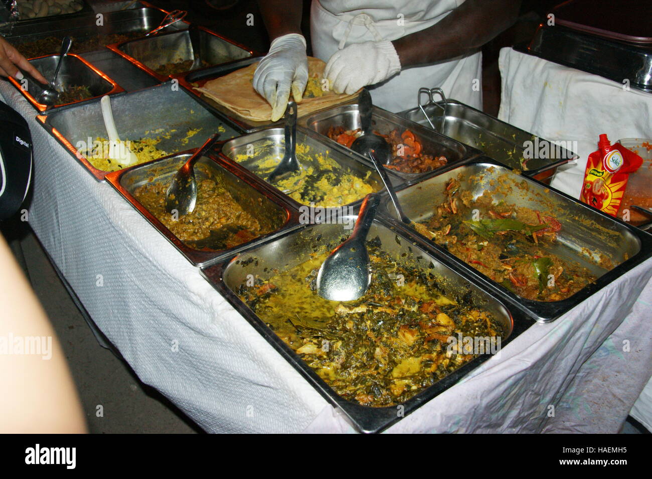 Creole food. Night Market. Beau Vallon Bay, Mahe Island Seychelles