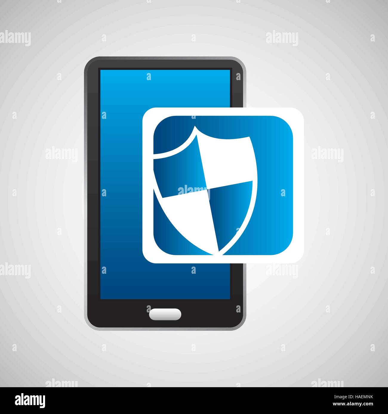 mobile phone icon shield protection social media vector illustration