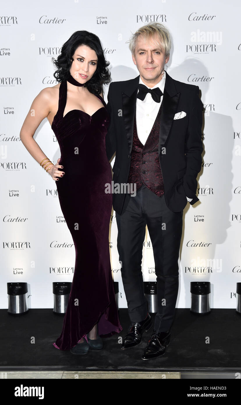 Nick Rhodes and Nefer Suvio attending the Letters Live Black Tie Gala Dinner, at the V&A, London. Stock Photo