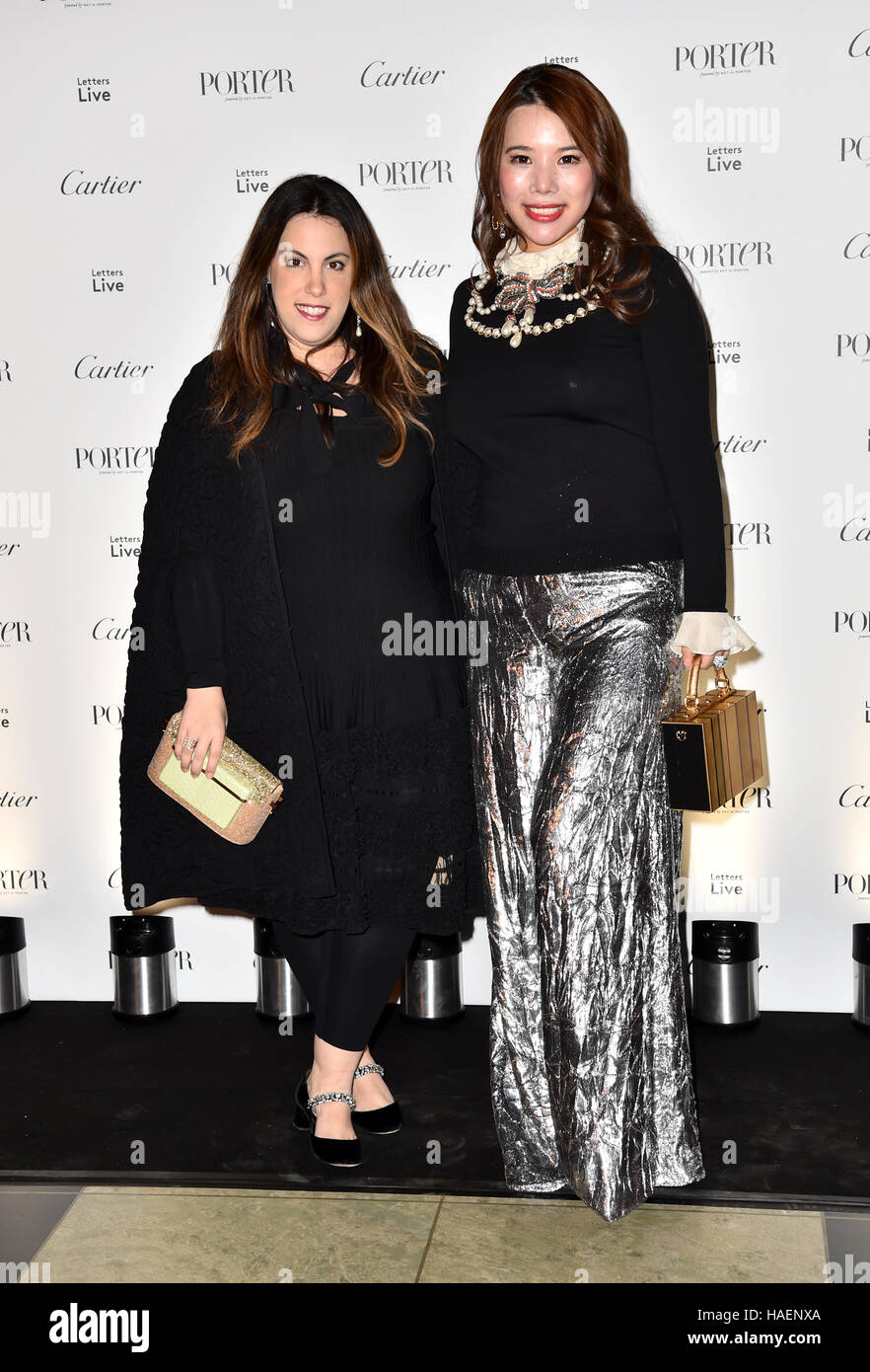 Mary Katrantzou and Wendy Yu (right) attending the Letters Live