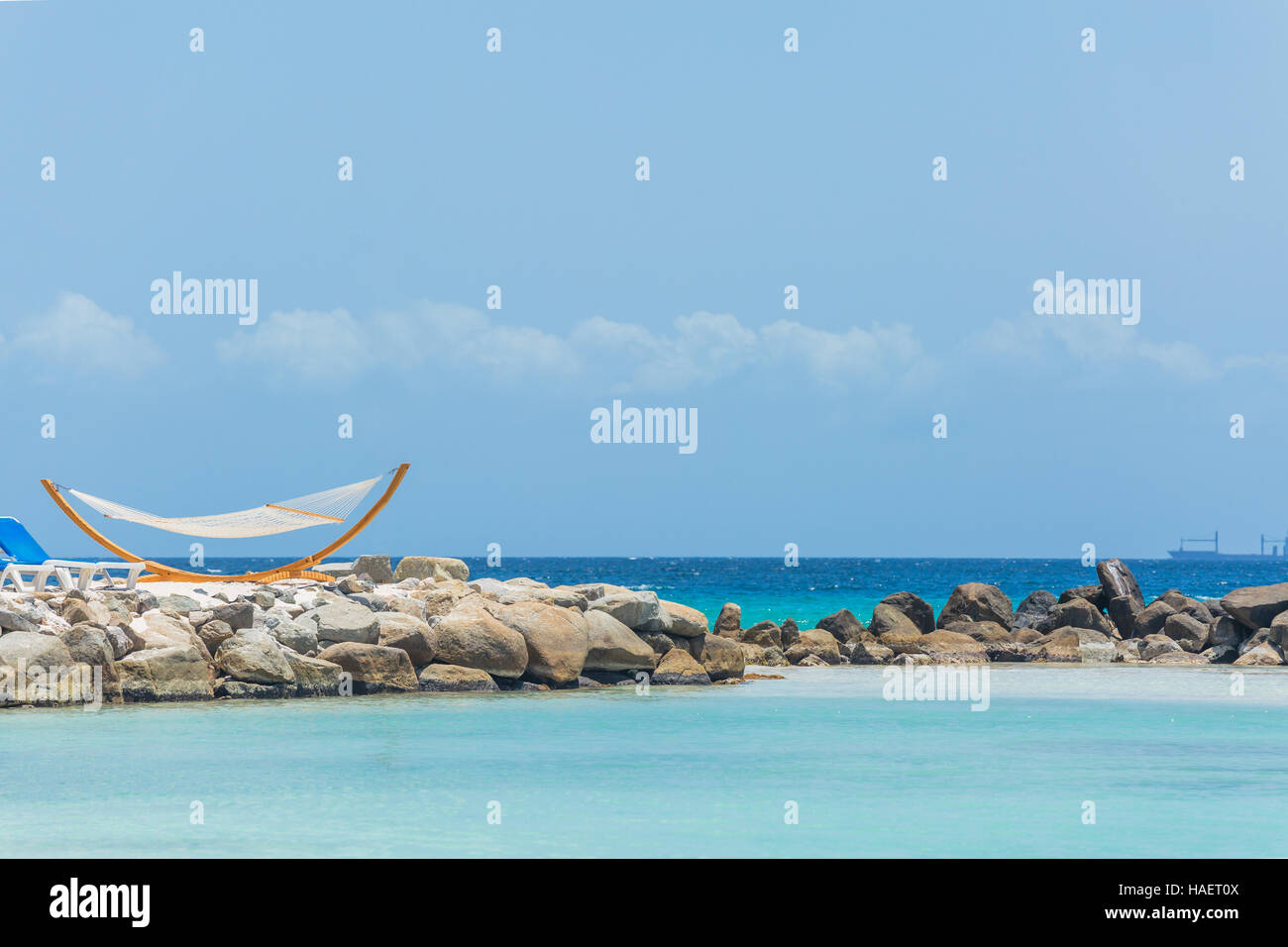 Flamingo beach at Aruba island Stock Photo