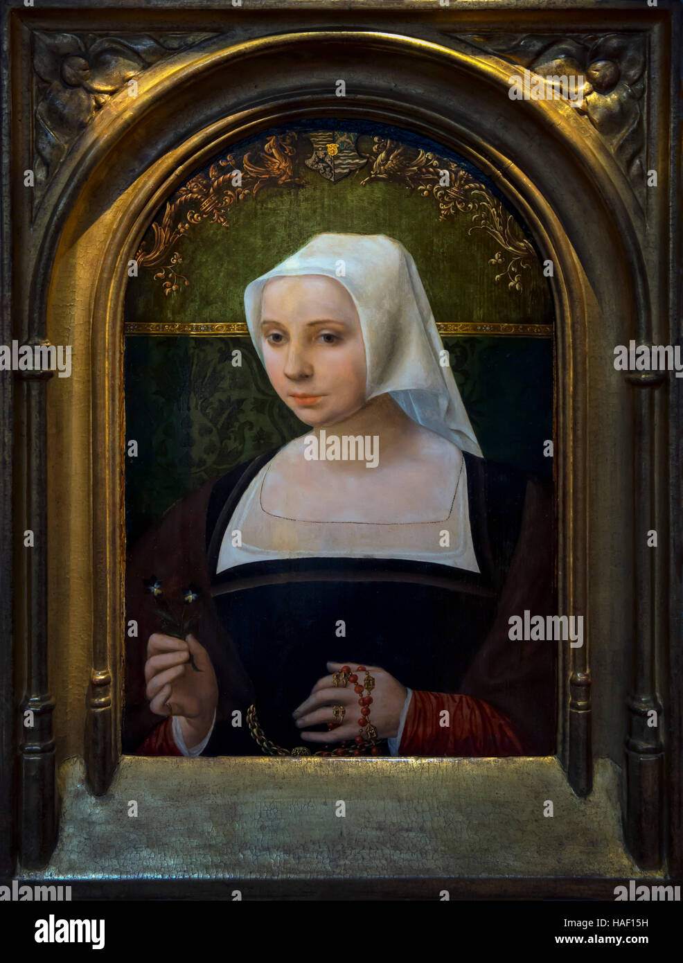 Portrait of Barbara Arents, by Jacob van Utrecht, Rubenshuis, Antwerp, Belgium, Europe Stock Photo