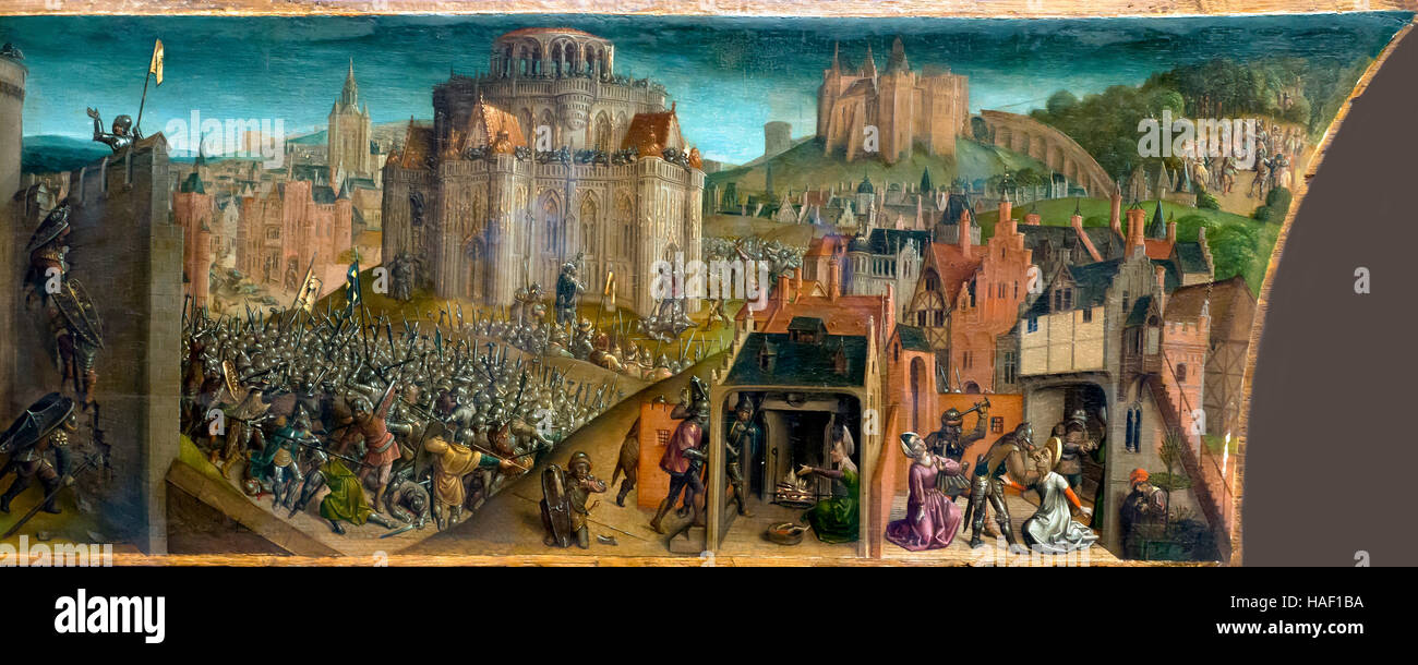 Titus' Conquest of Jerusalem, by Vienna Master of Mary of Burgundy, circa 1480, Museum of Fine Arts, Ghent, Belgium, West Flanders, Belgium, Europe Stock Photo