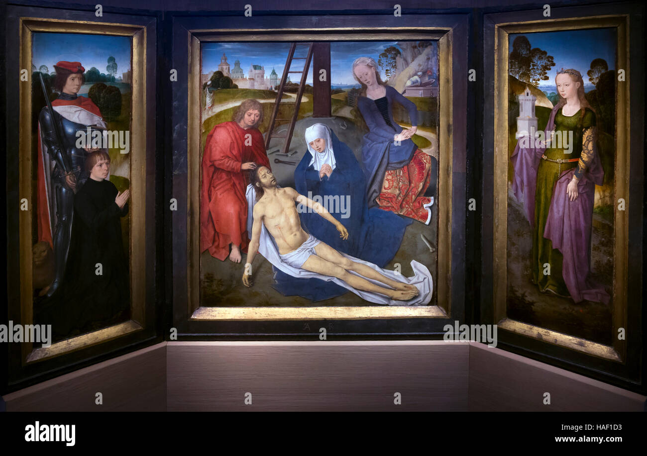 Triptych of Adriaan Reins, by Hans Memling, 1480, St John's Hospital. Bruges, Belgium, Europe Stock Photo