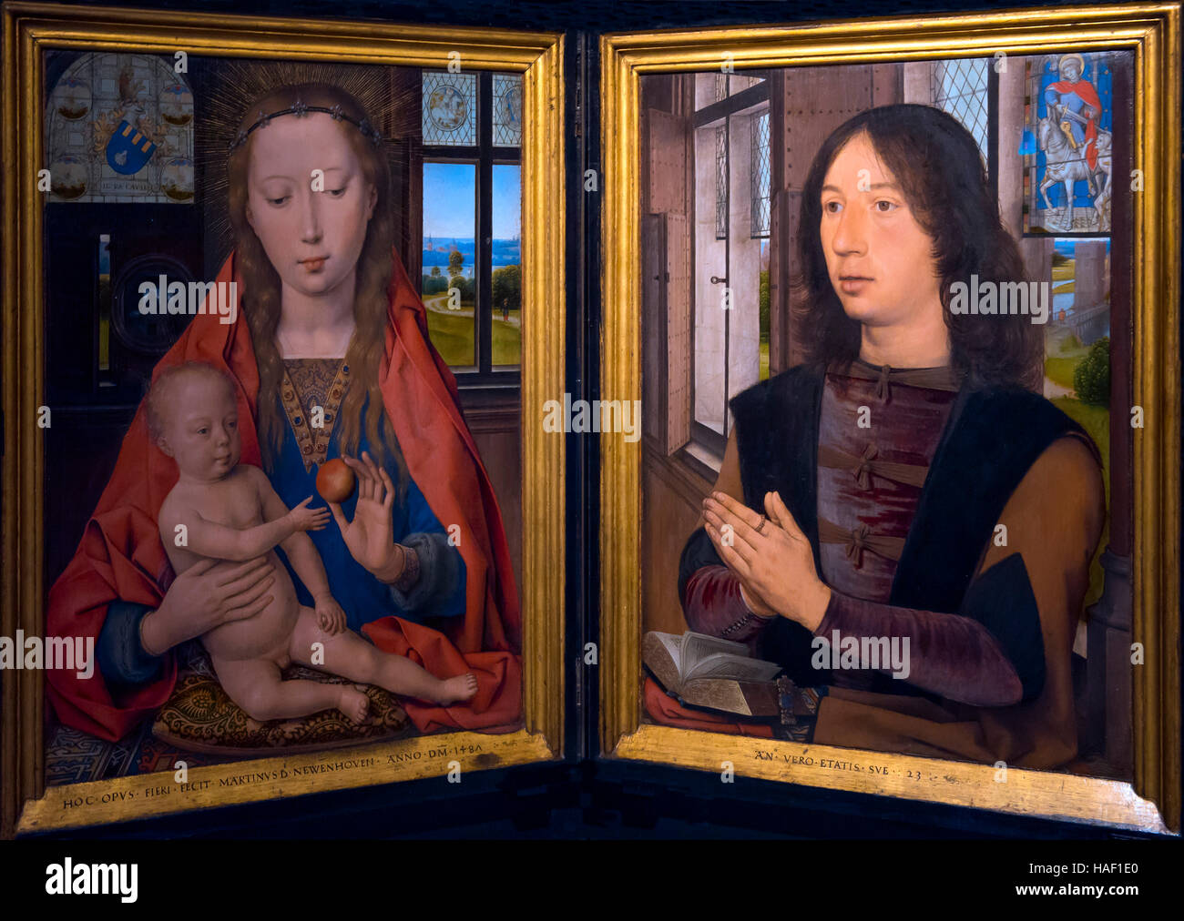 Diptych with Our Lady and Maarten van Nieuwenhove, by Hans Memling,  St John's Hospital Bruges, Belgium, Europe Stock Photo