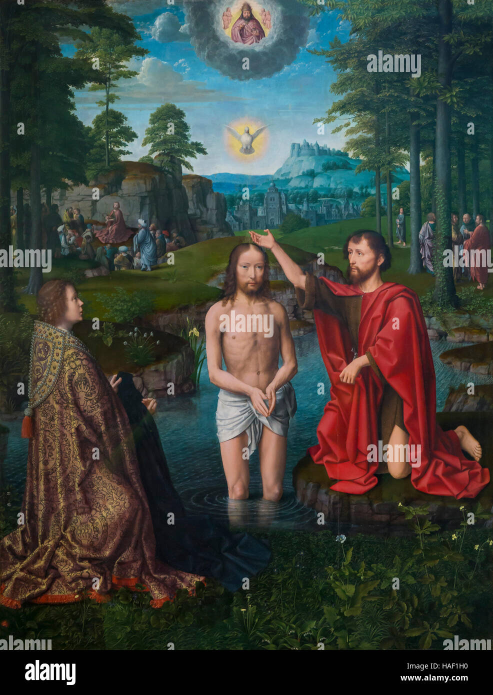 Baptism of Christ, by Gerard David,  circa 1508,Groeningemuseum, Bruges, West Flanders, Belgium, Europe Stock Photo