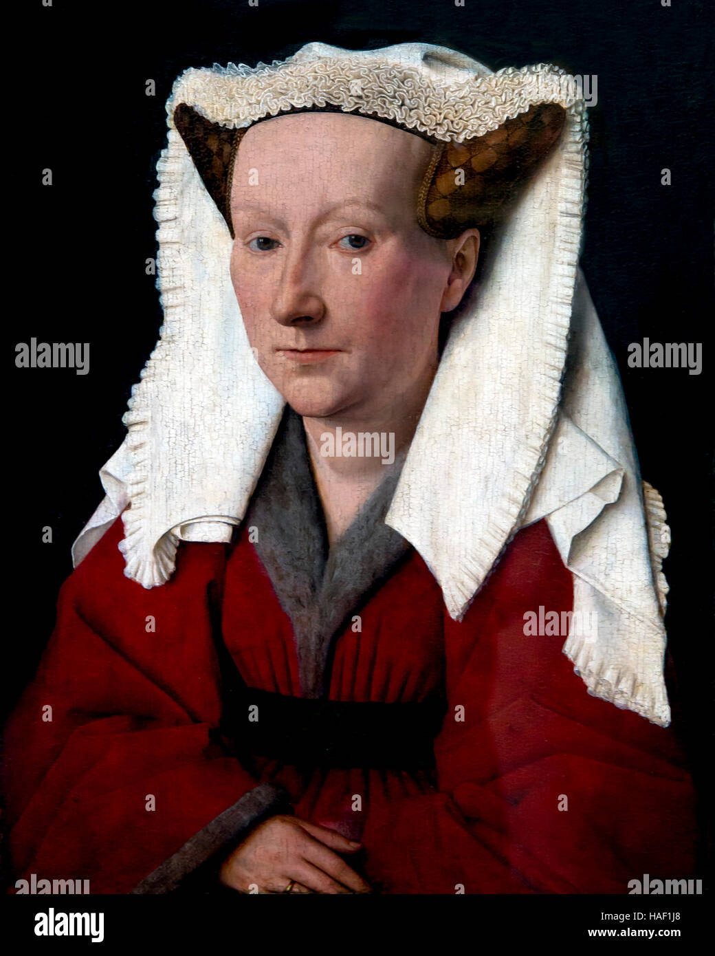 Portrait of Margareta van Eyck, by Jan van Eyck, 1439, Groeningemuseum, Bruges, West Flanders, Belgium, Europe Stock Photo