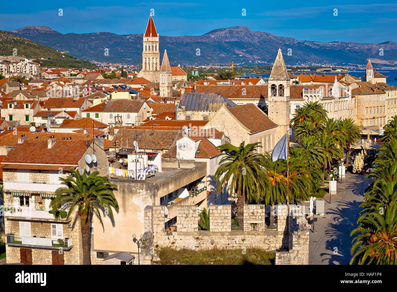 UNESCO town of Trogir waterfront and architecture view, Dalmatia, Croatia Stock Photo