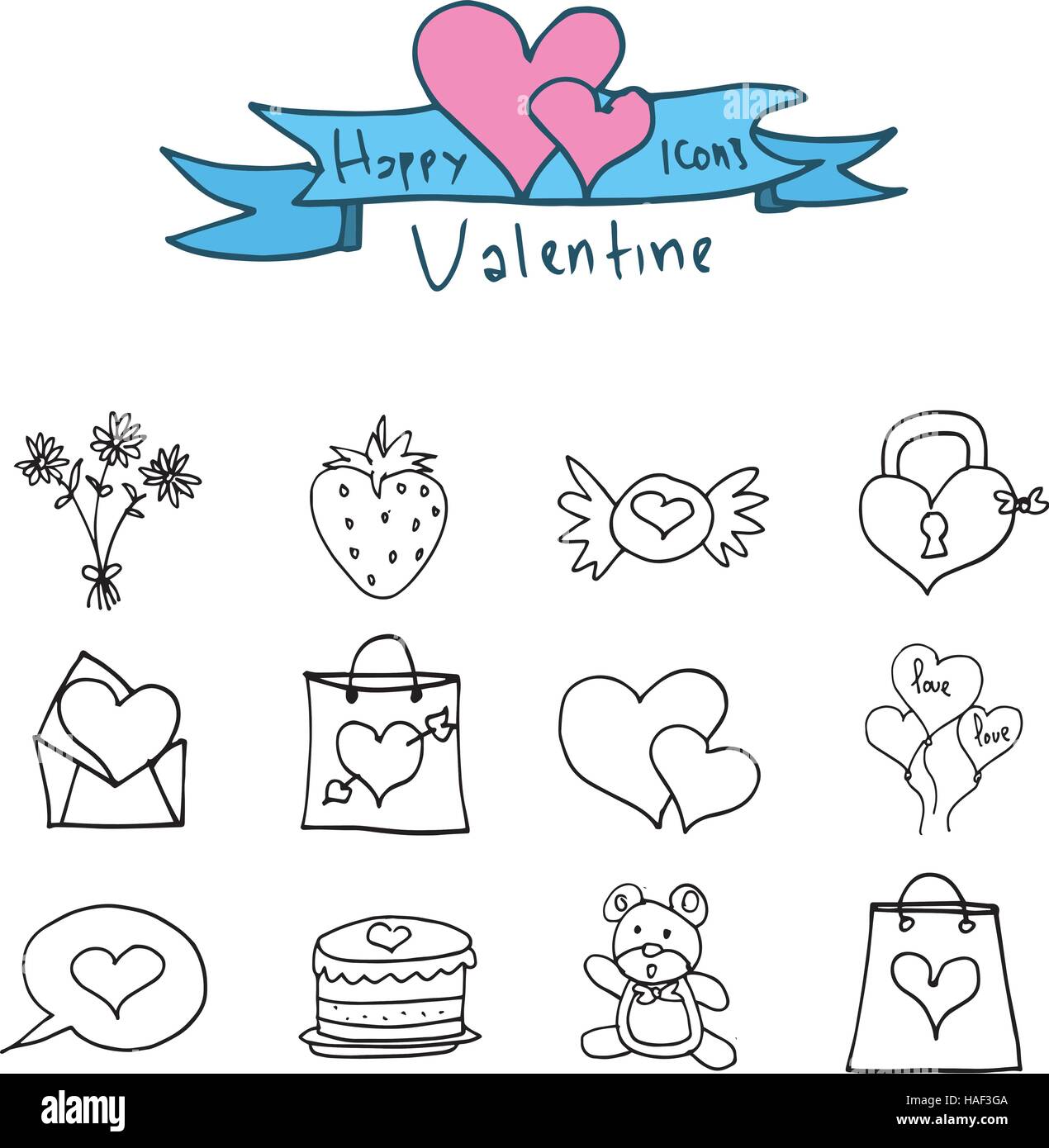 Icons of valentine with candy love doll Stock Vector Image & Art - Alamy