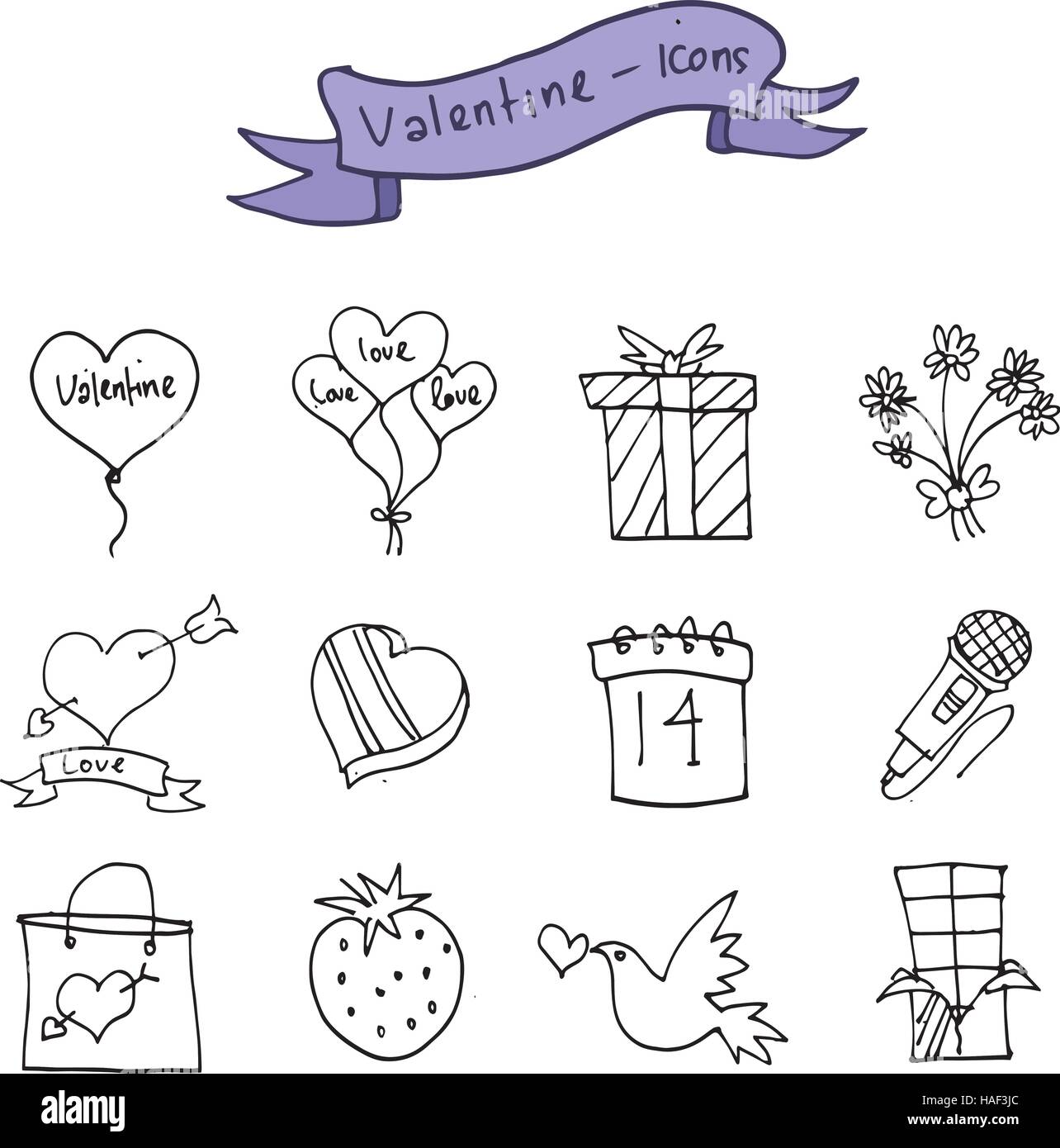 vector art of valentine day icons Stock Vector Image & Art - Alamy