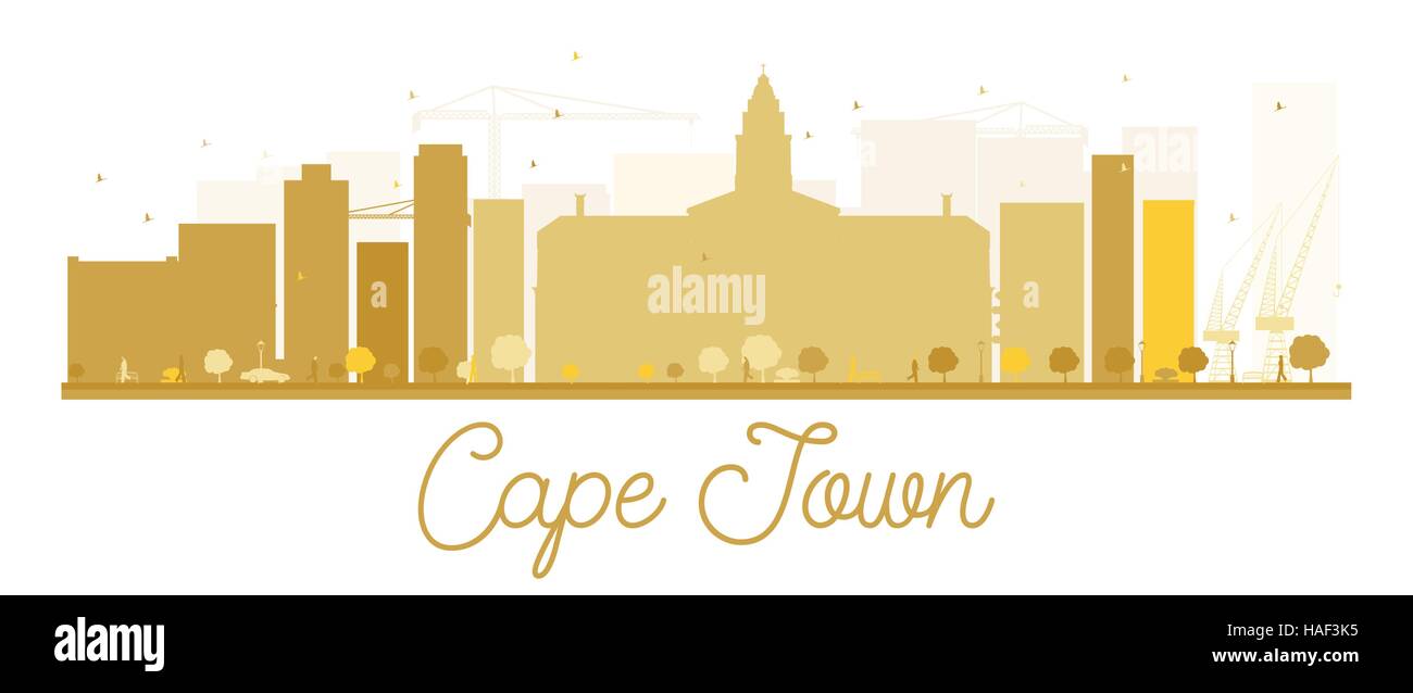 Cape Town City skyline golden silhouette. Vector illustration. Simple