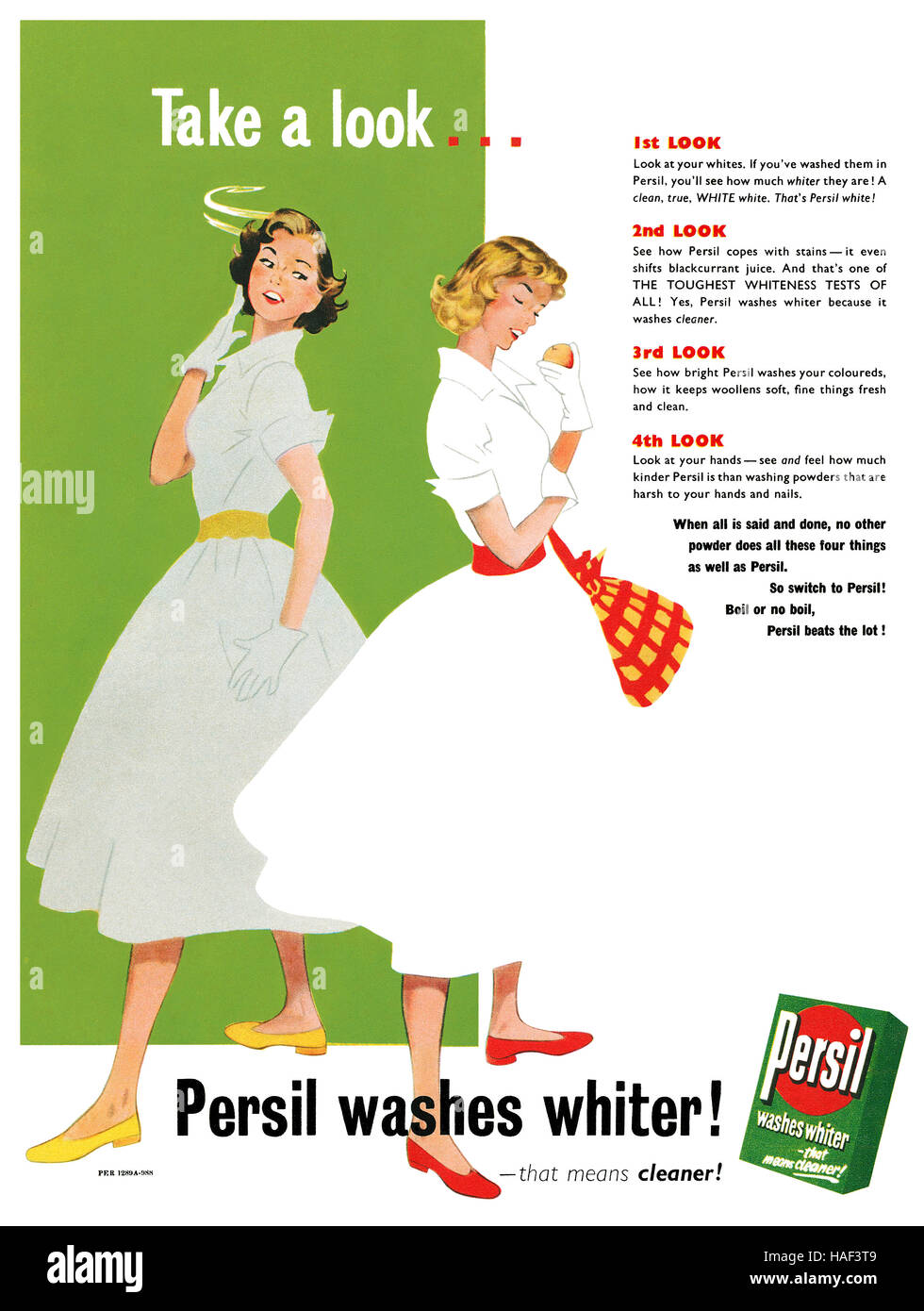 1954 British advertisement for Persil Washing Powder Stock Photo